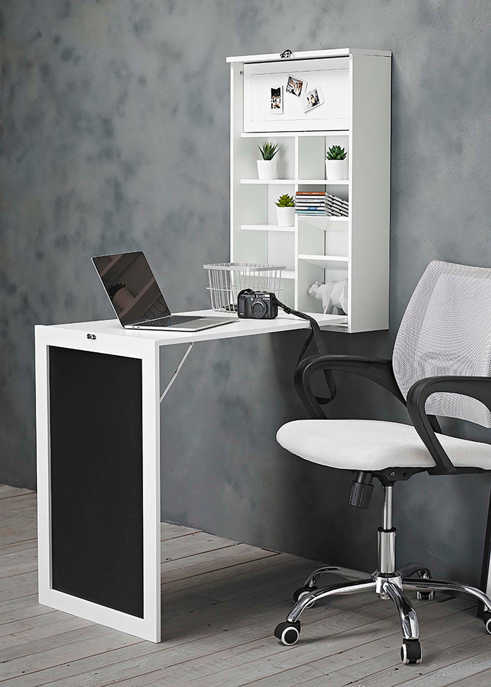 LPD Furniture Arlo Foldaway Wall Desk and Breakfast Table White (1570x910x500mm)