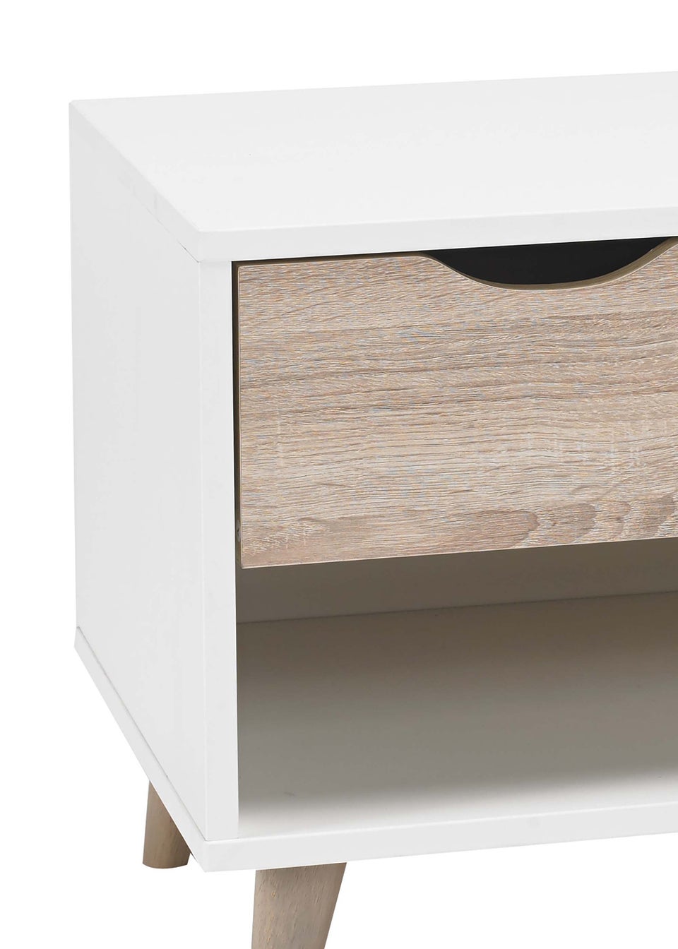 LPD Furniture Stockholm 1 Drawer Bedside White-Oak (400x390x500mm)
