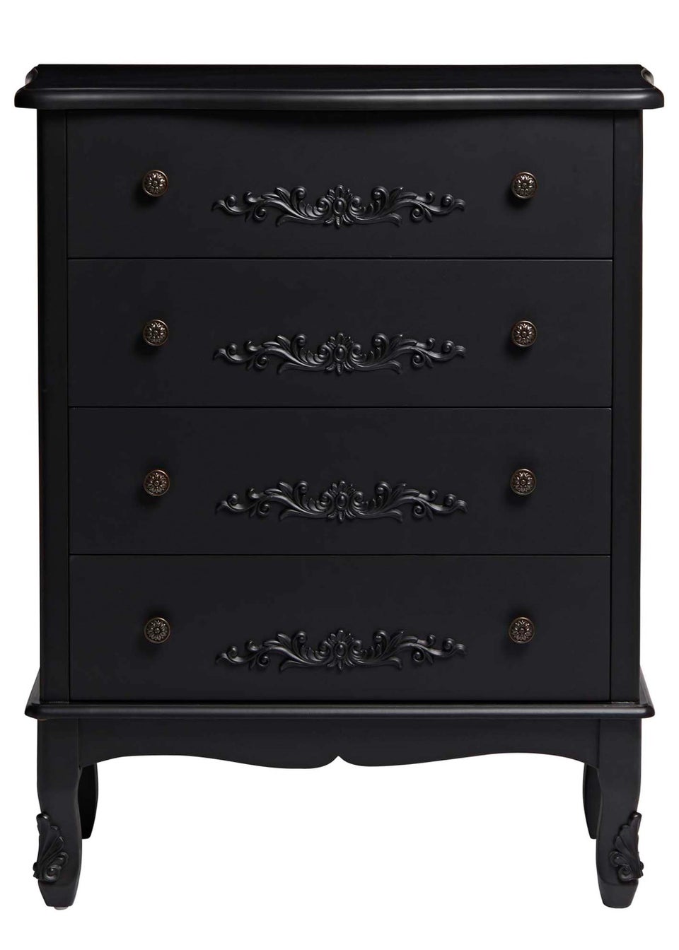 LPD Furniture Antoinette 4 Drawer Chest Black (1010x400x800mm)