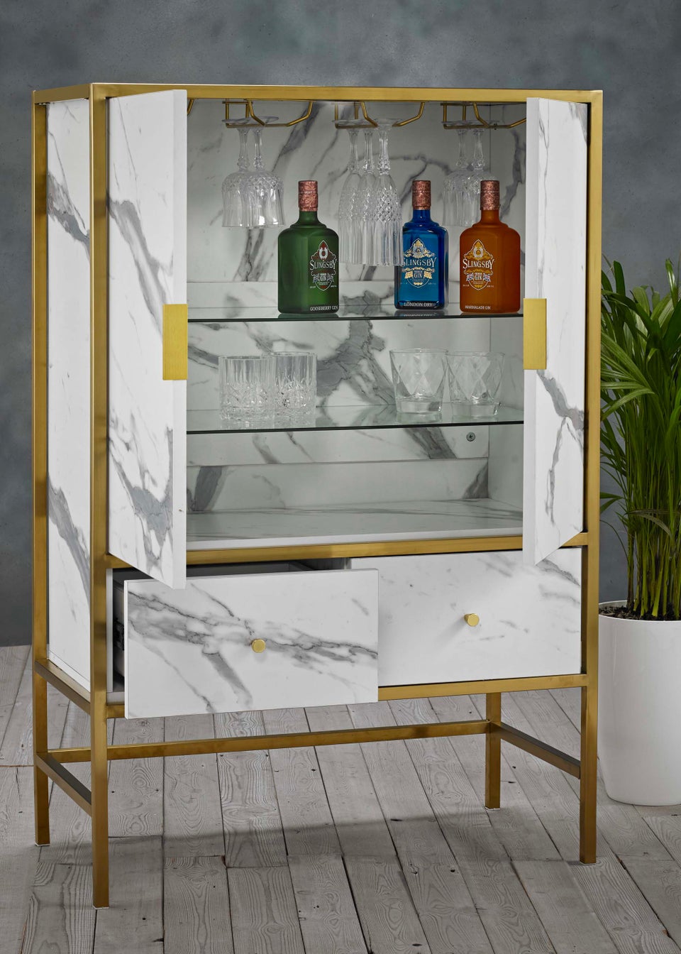LPD Furniture Monaco Drinks Cabinet White (1200x400x800mm)