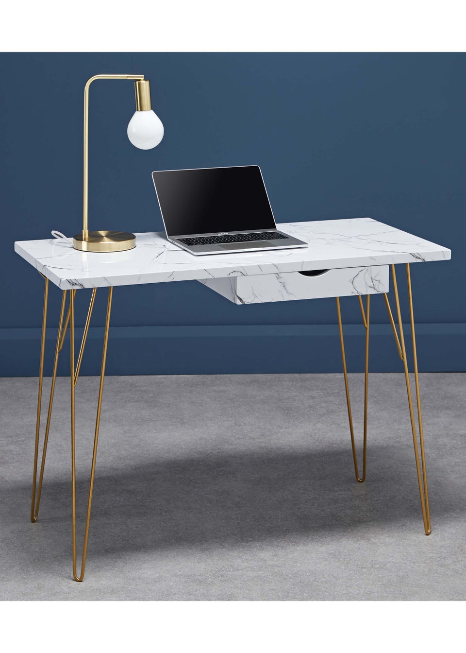 Silver orchid madsen faux shop marble writing desk