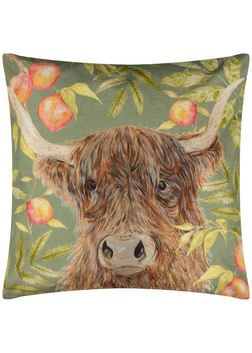 Evans Lichfield Grove Highland Cow Outdoor Filled Cushion (43cm x 43cm x 8cm)