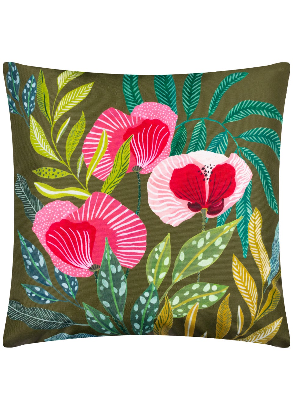 Wylder Nature House of Bloom Poppy Outdoor Filled Cushion (43cm x 43cm x 8cm)