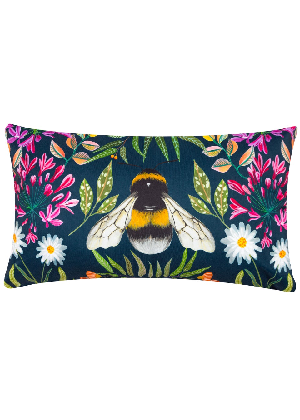 Wylder Nature House of Bloom Zinnia Bee Outdoor Filled Cushion (30cm x 50cm x 8cm)