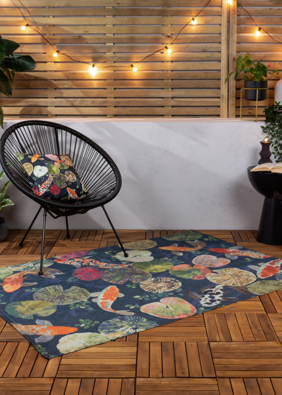 Paoletti Koi Pond Washable Outdoor/Indoor Rug (120cm x 170cm)