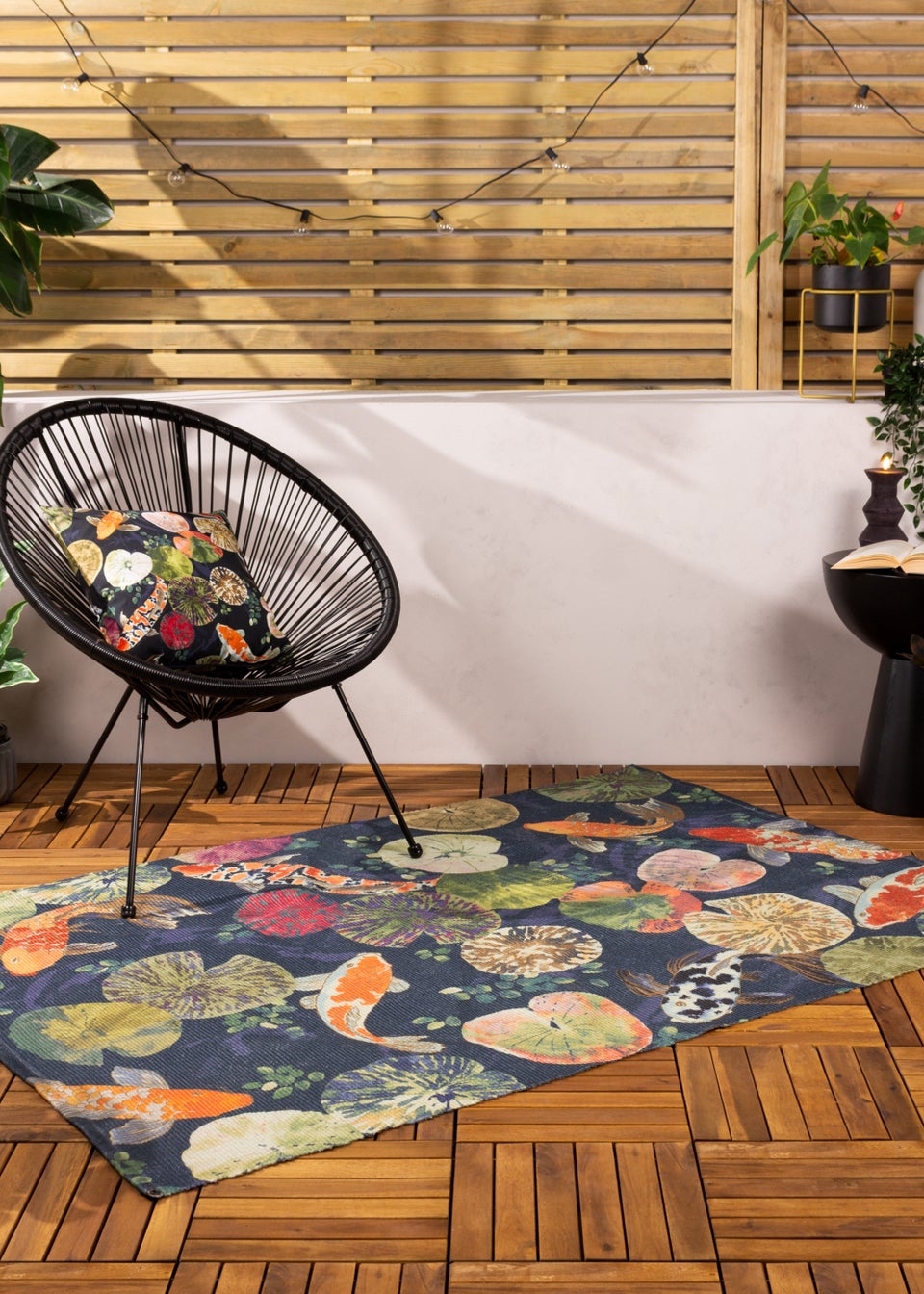 Paoletti Koi Pond Washable Outdoor/Indoor Rug (120cm x 170cm)