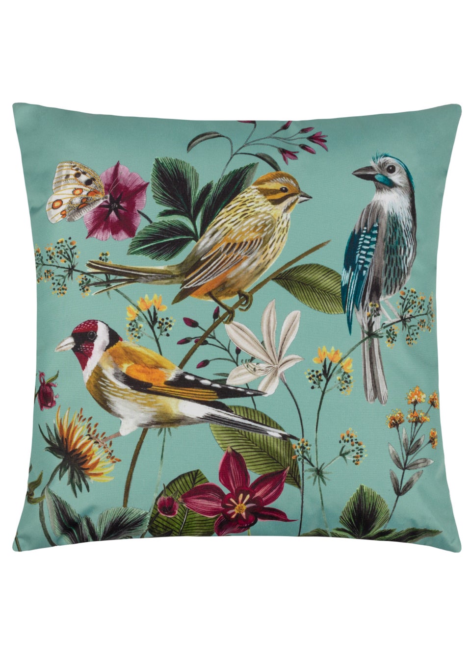 Wylder Nature Midnight Garden Birds Outdoor Filled Cushion (43cm x 43cm x 8cm)