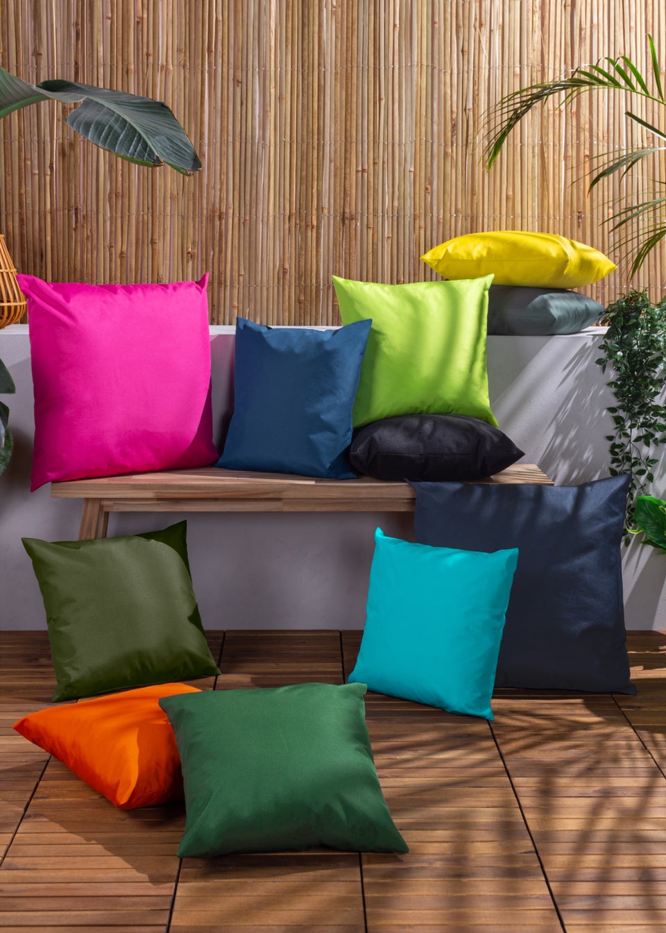 furn. Plain Reversible Outdoor Filled Cushion Twin Pack (43cm x 43cm x 8cm)