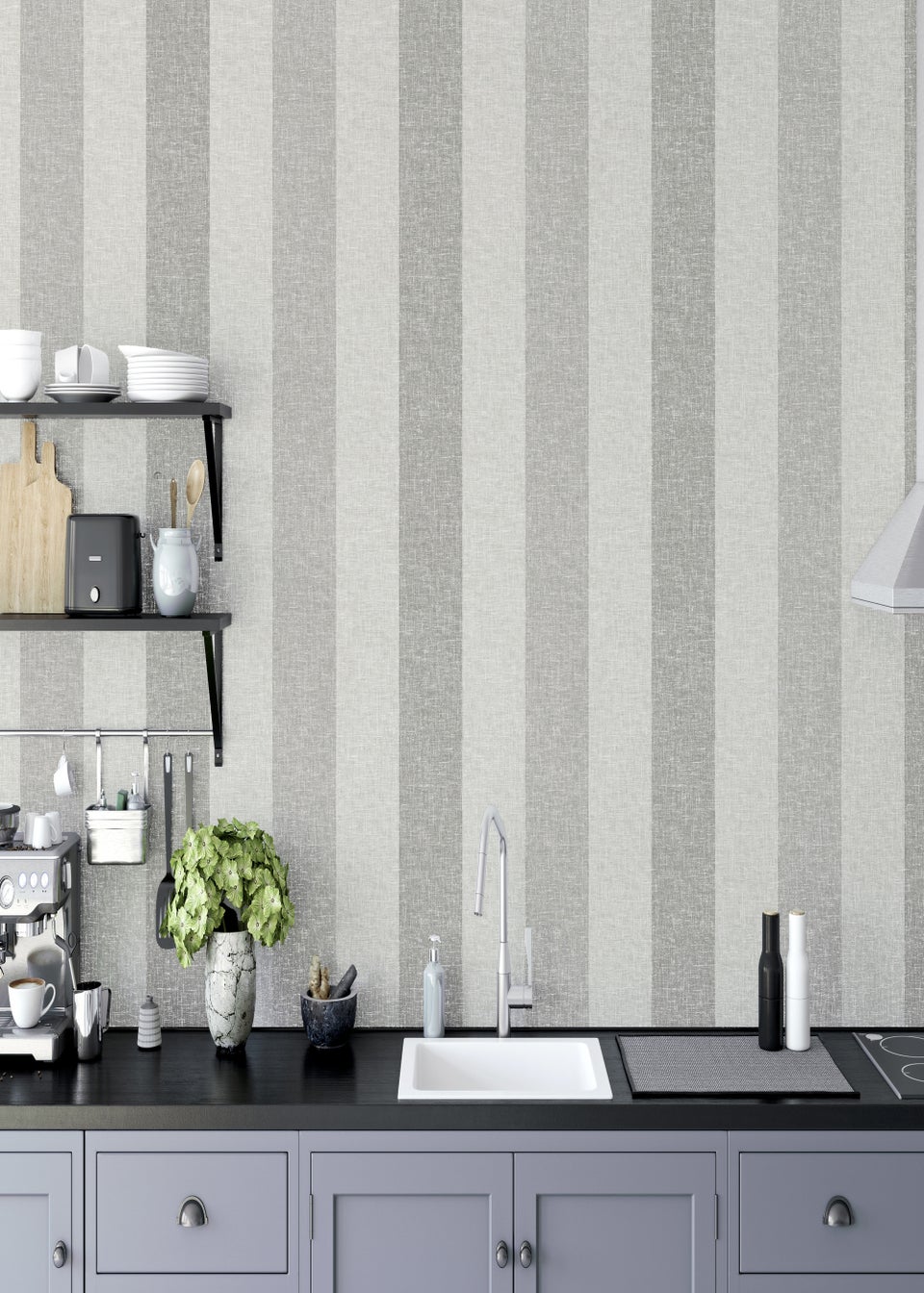 Arthouse Linen Stripe Wallpaper Matalan