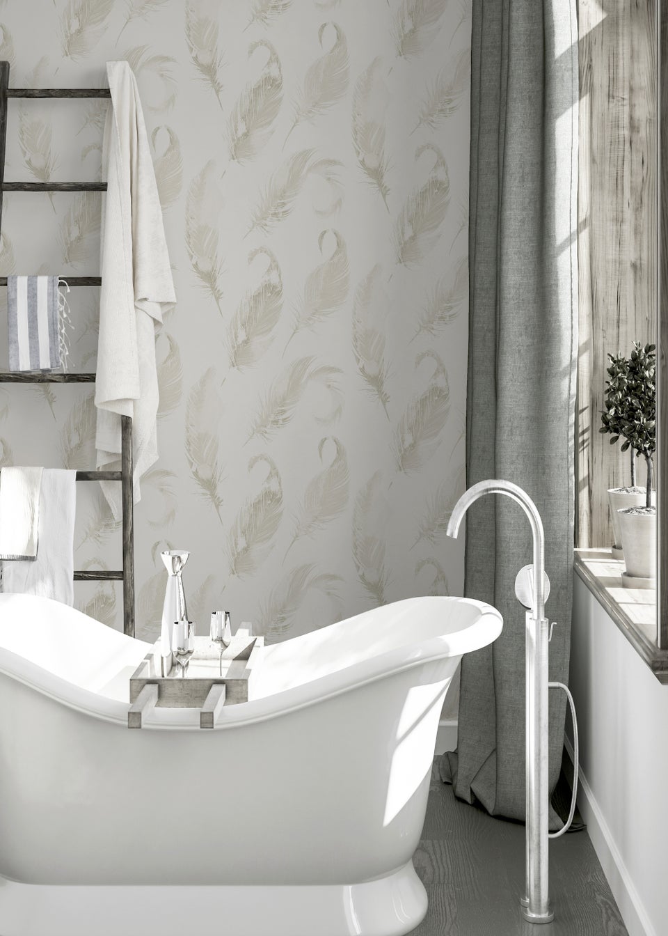 Arthouse Watercolour Feather Wallpaper