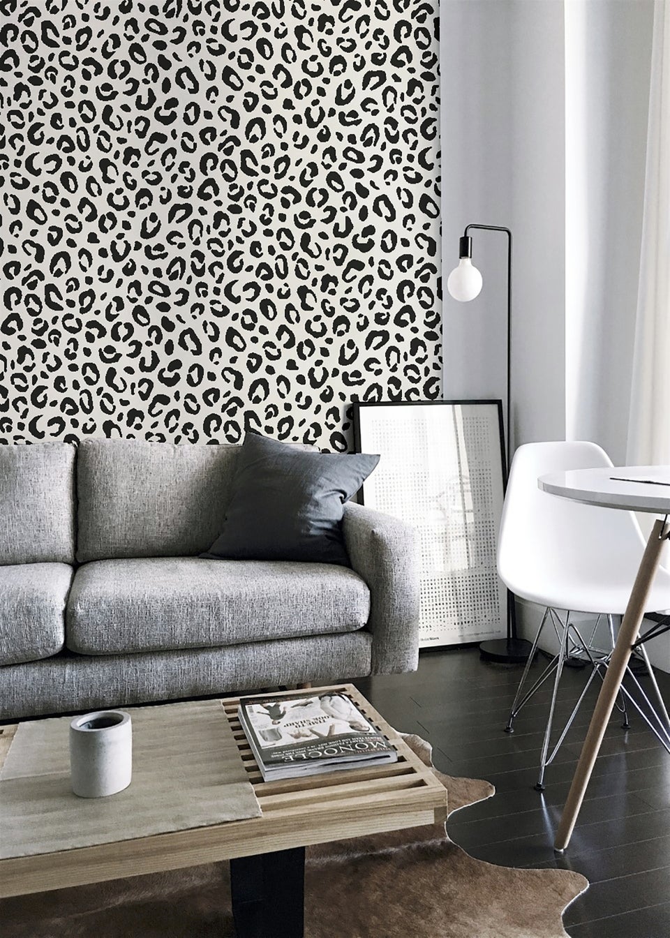 Arthouse Sequin Leopard Mono Wallpaper