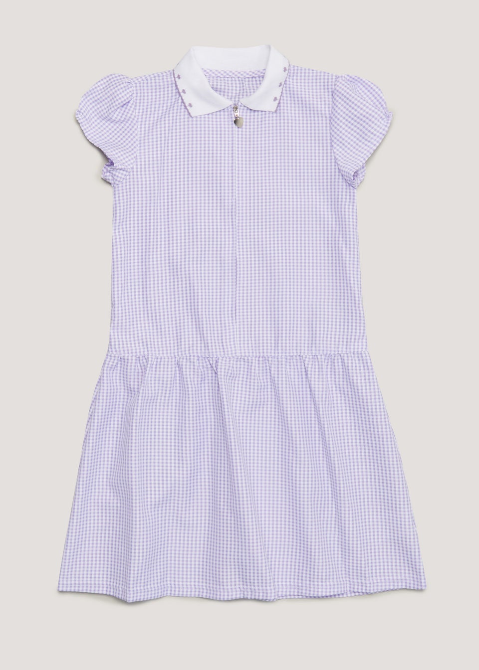 Girls Lilac Knitted Collar Gingham School Dress (3-14yrs)