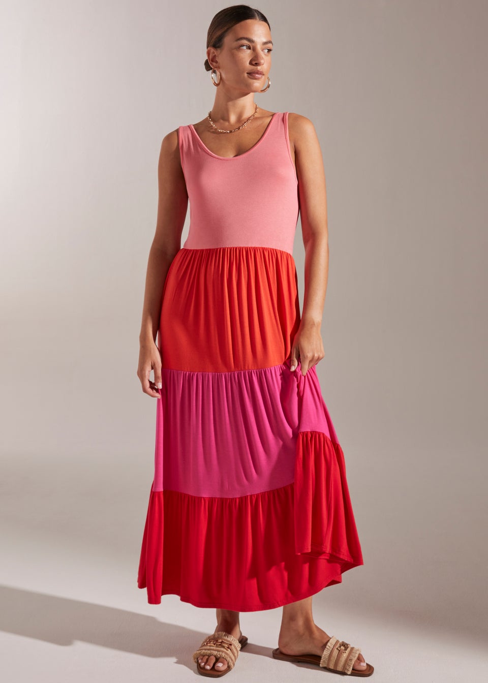 Colour block midi online dress