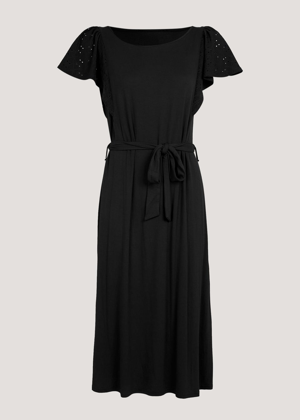 Black Broderie Midi Dress