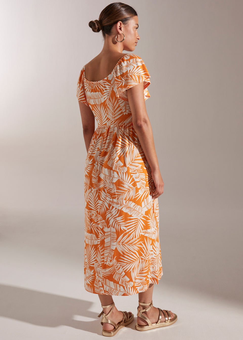 Safari Mara Shirred Bishop Sleeve Dress - Orange