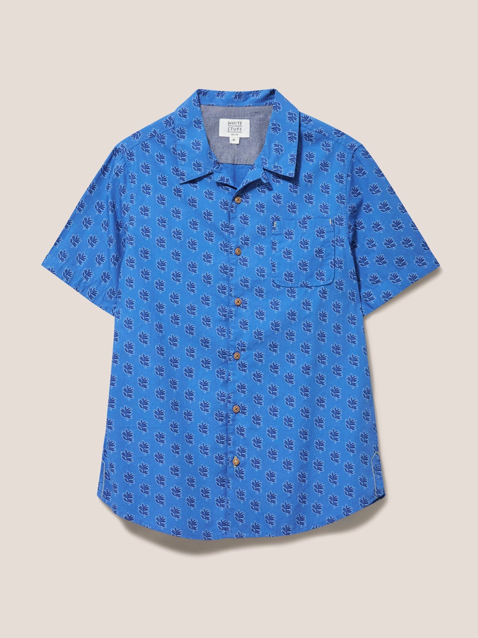 Block Leaf Printed Short Sleeve Shirt