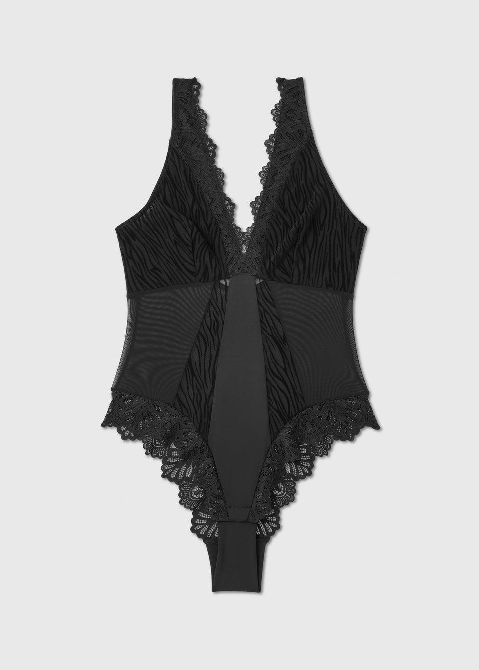 Black Animal Print Flock Bodysuit