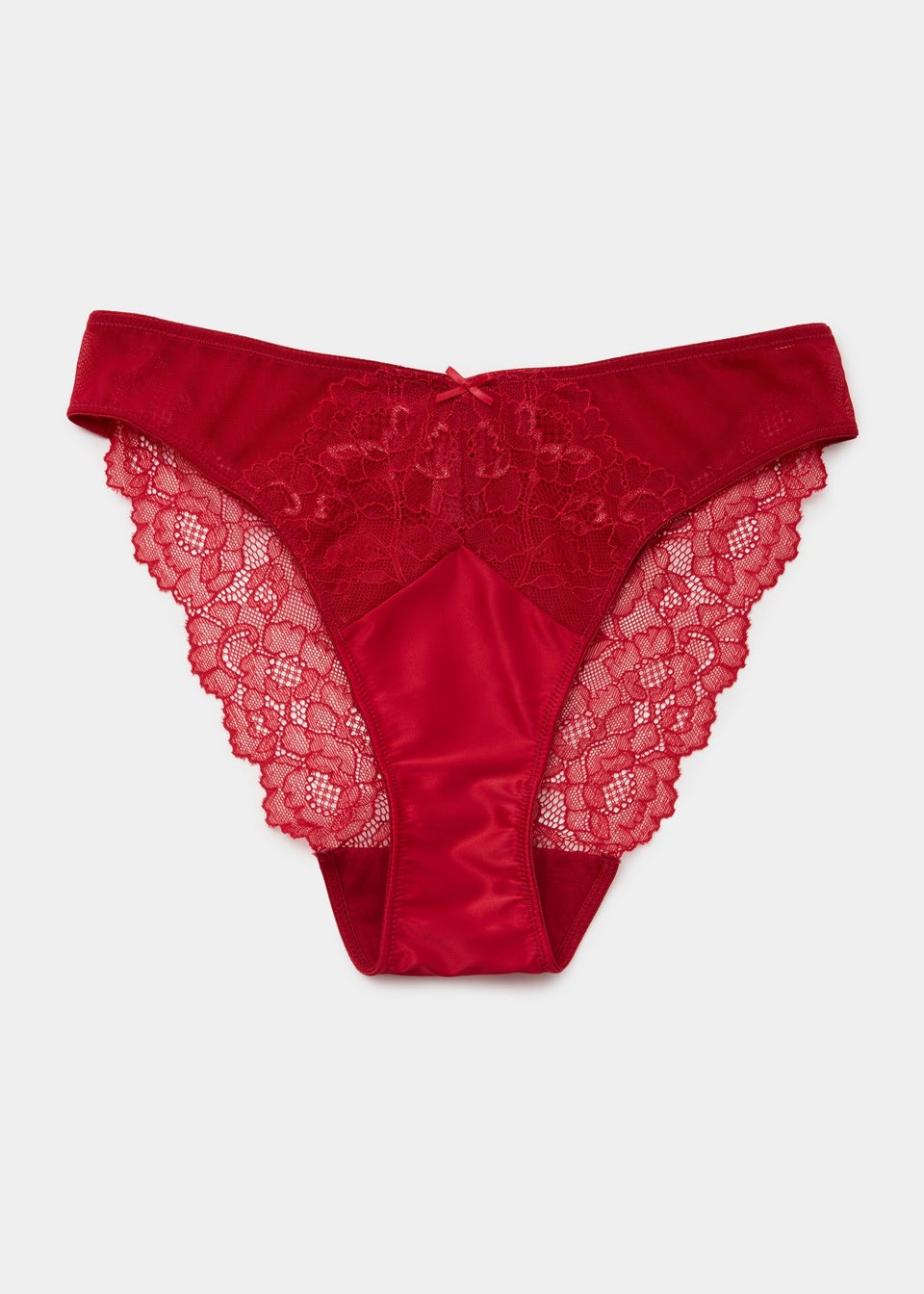 Red Satin Lace High Leg Knickers