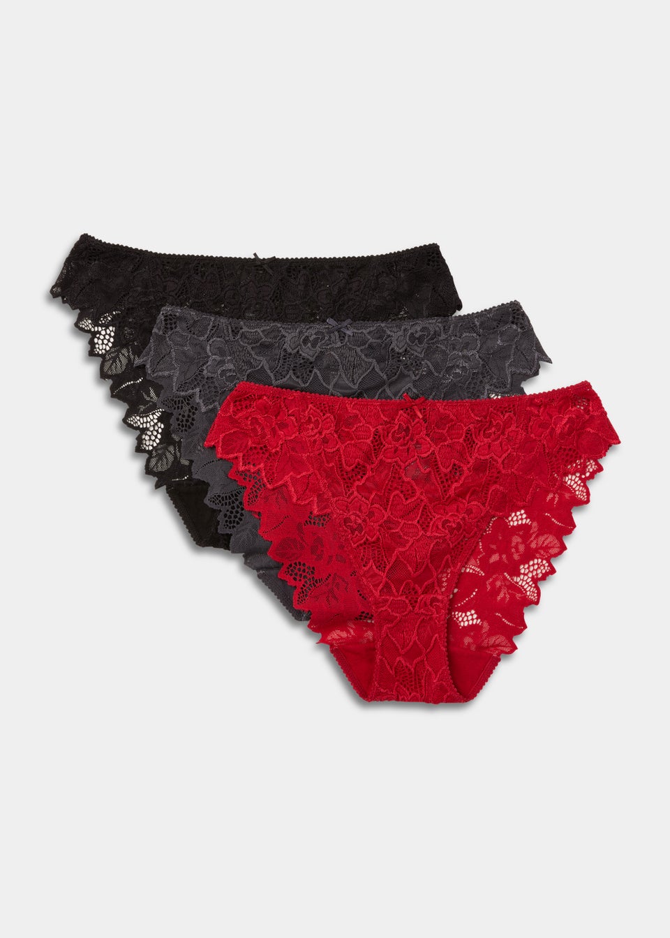 3 Pack Lace High Leg Knickers
