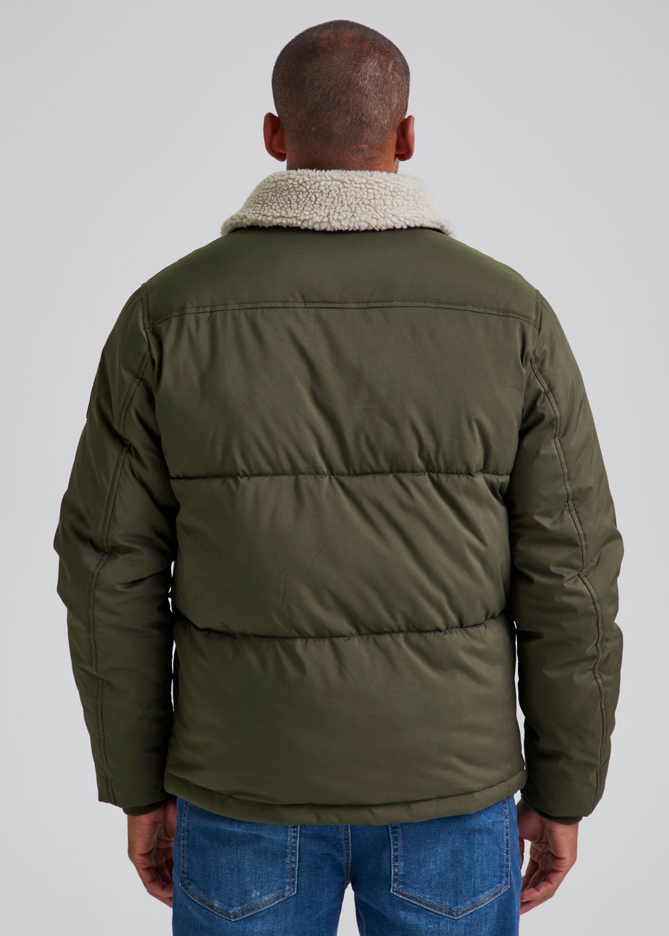 Khaki Borg Water-Resistant Puffer Jacket