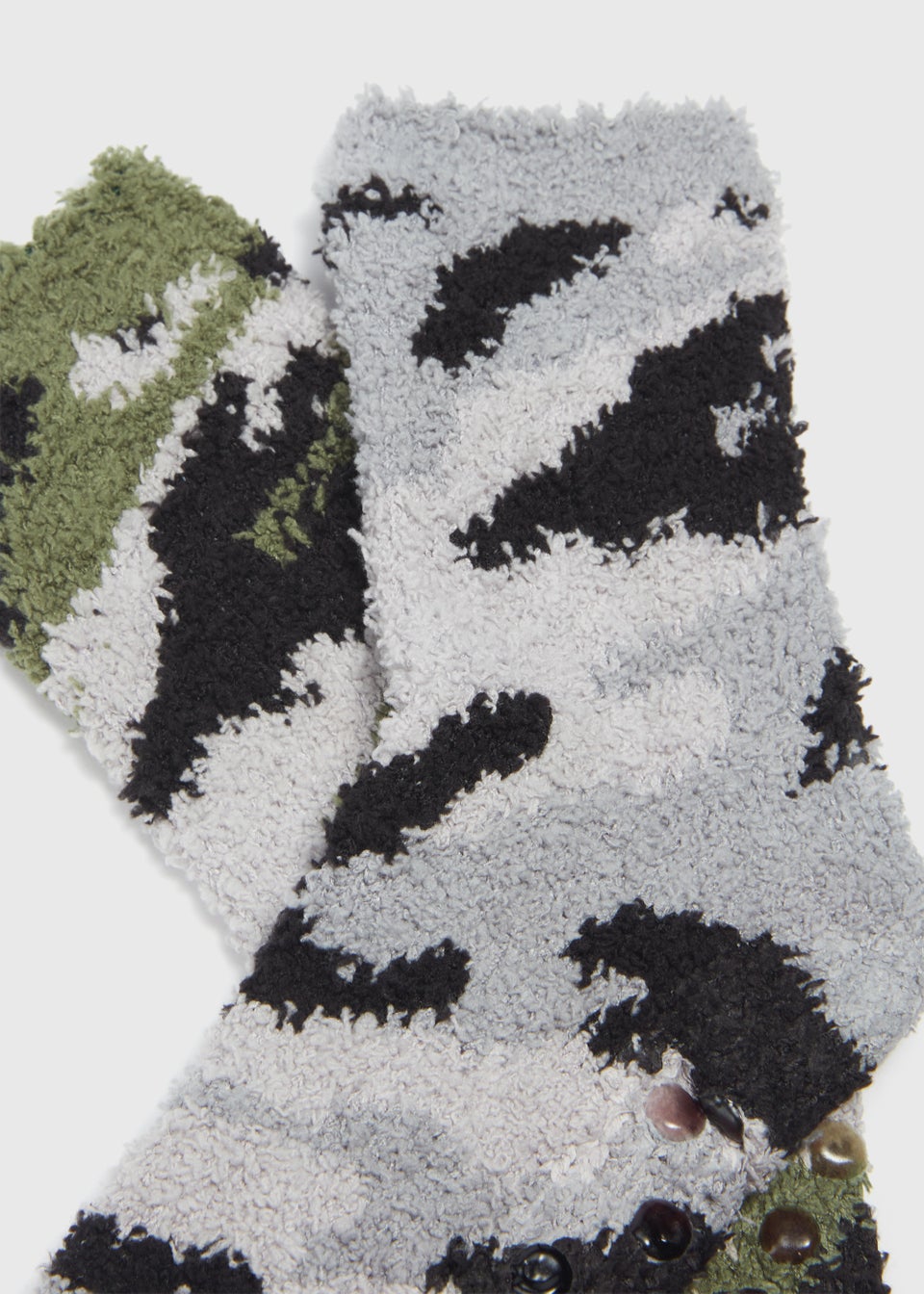 2 Pack Multicoloured Camouflage Print Slipper Socks