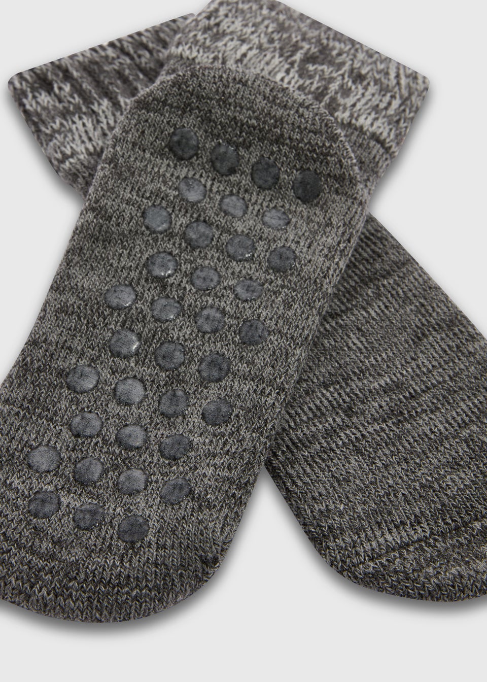 Grey Cropped Slipper Socks