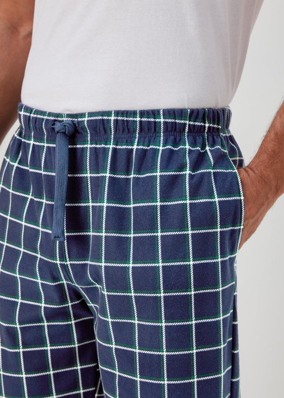 2 Pack Navy Check Slinky Pyjama Bottoms