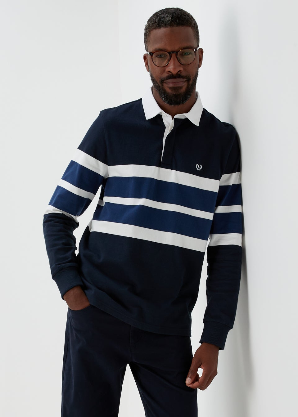 Lincoln Navy Block Rugby Polo Shirt