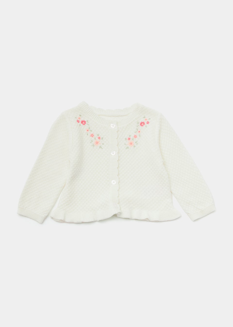 Baby Cream Embroidered Knitted Cardigan (Newborn-23mths)