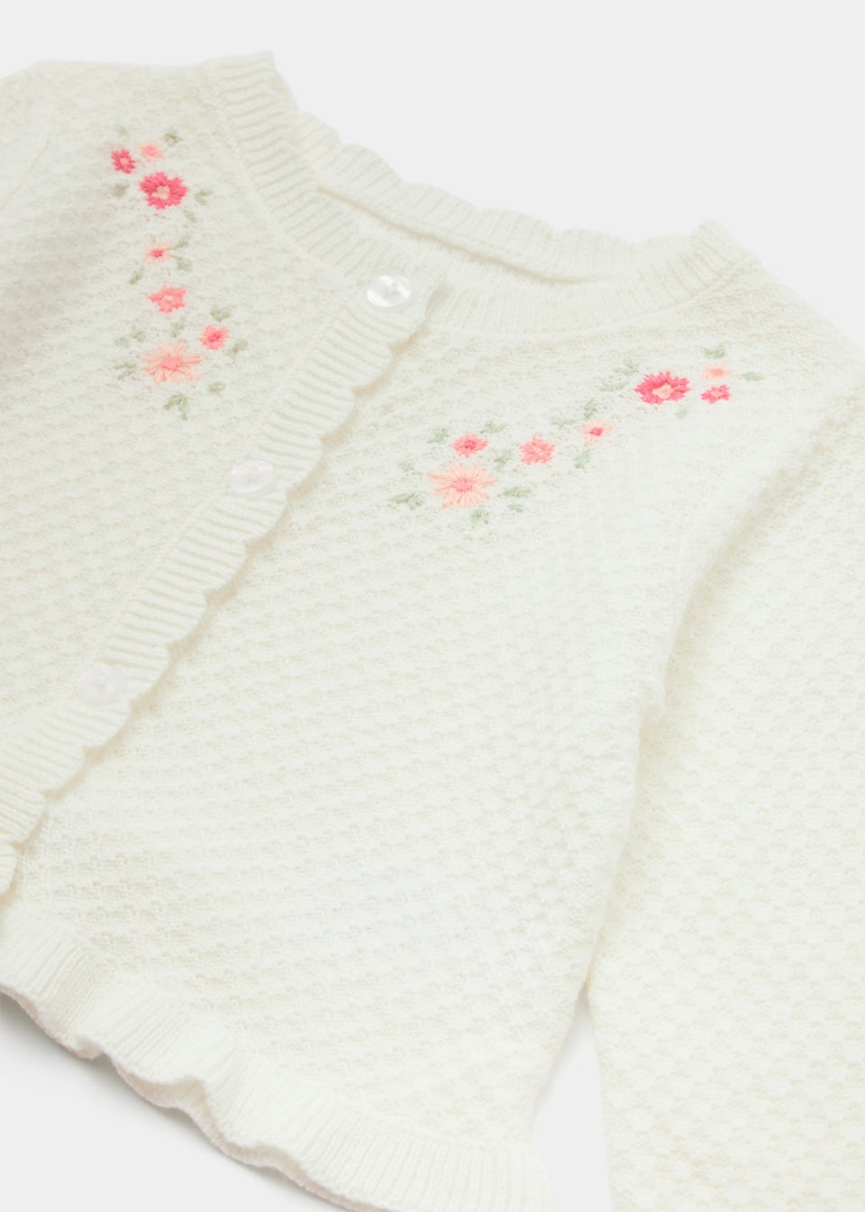 Baby Cream Embroidered Knitted Cardigan (Newborn-23mths)