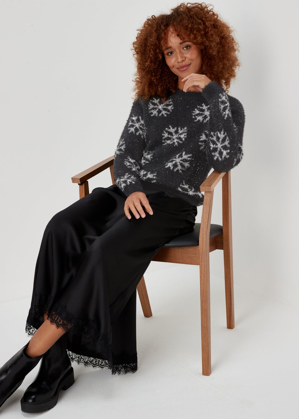 Black Christmas Snowflake Jumper