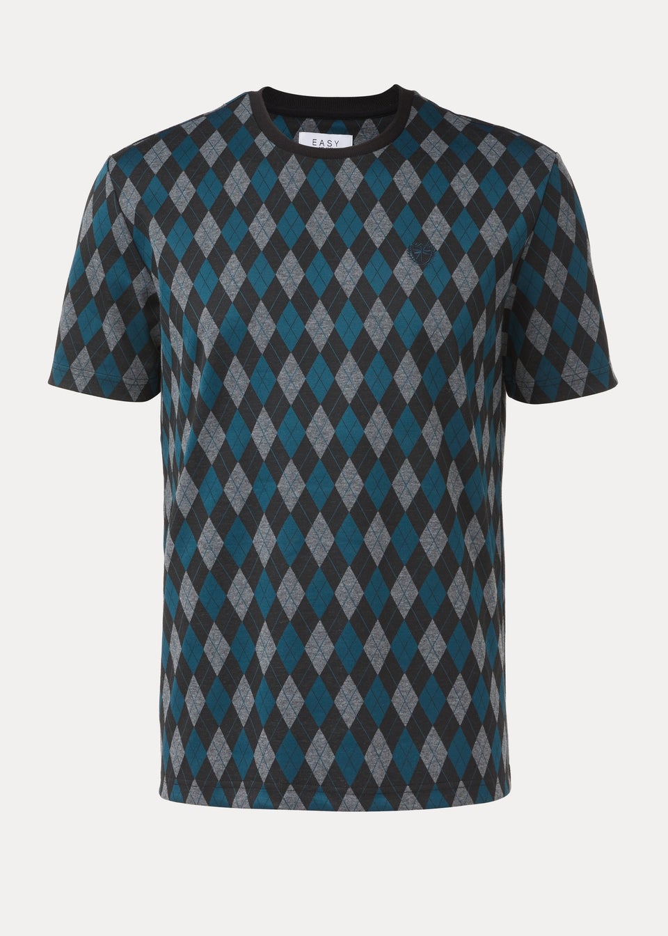 Teal Argyle Print T-Shirt