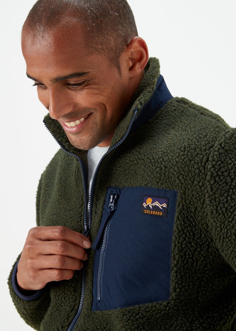 Khaki Woven Pocket Fleece