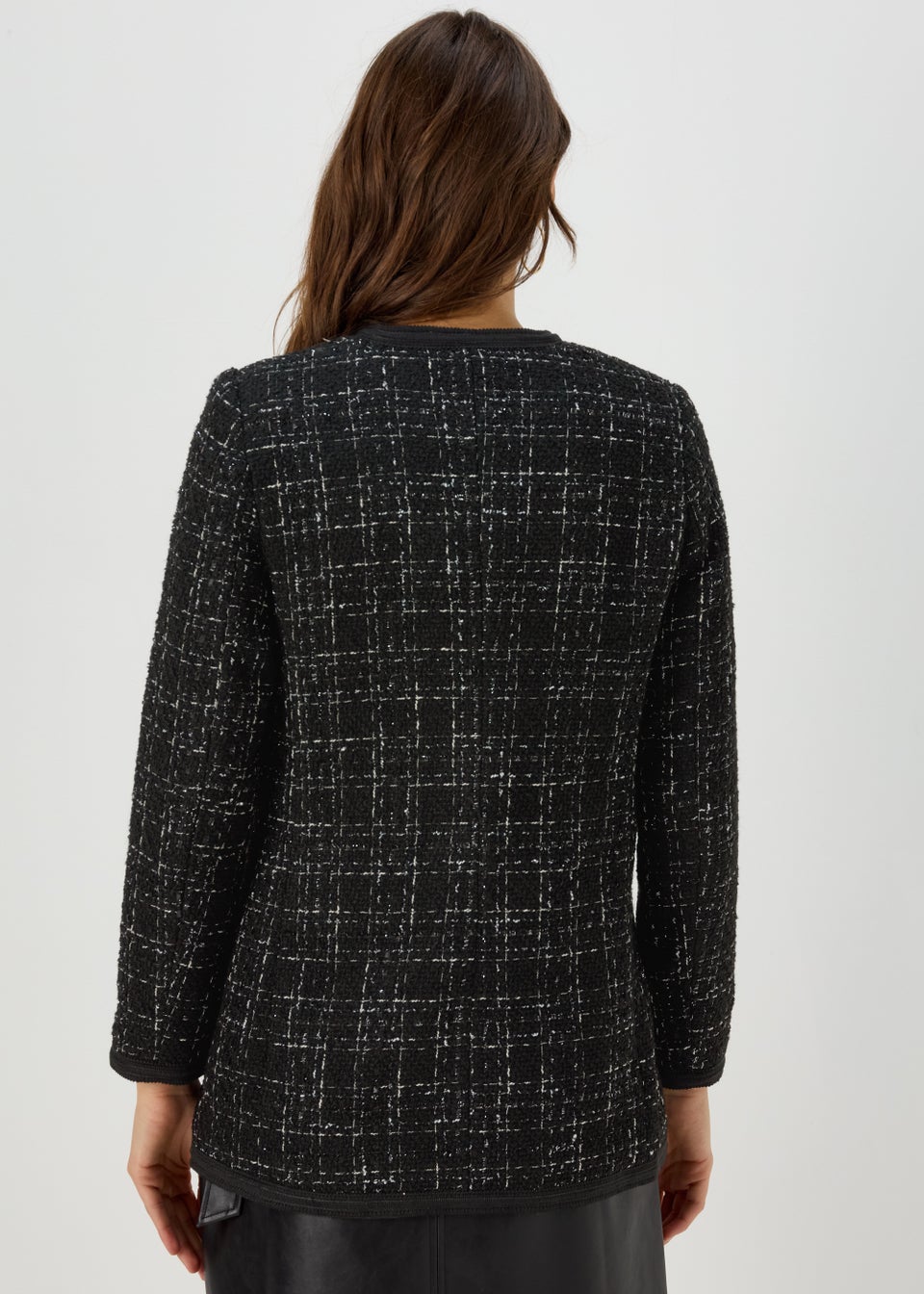 Black boucle top longline jacket