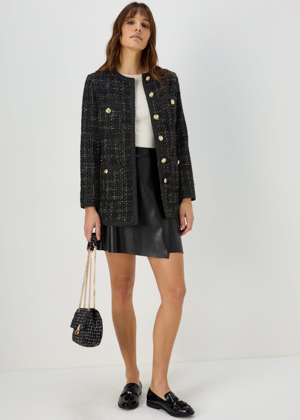 Et Vous Black Boucle Longline Jacket Matalan