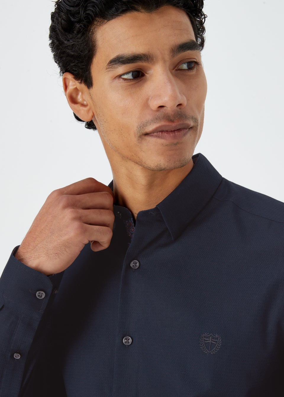 Navy Smart Textured Shirt