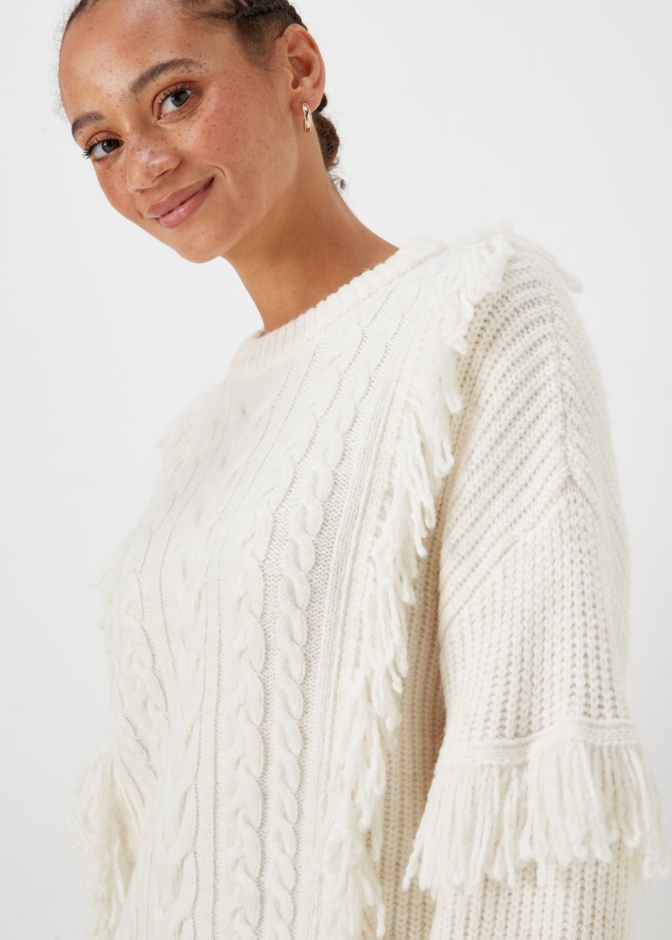 Cream Fringe Macaron Jumper Matalan