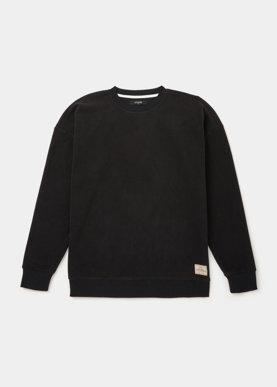 Black Fleece Crew Neck Lounge Top