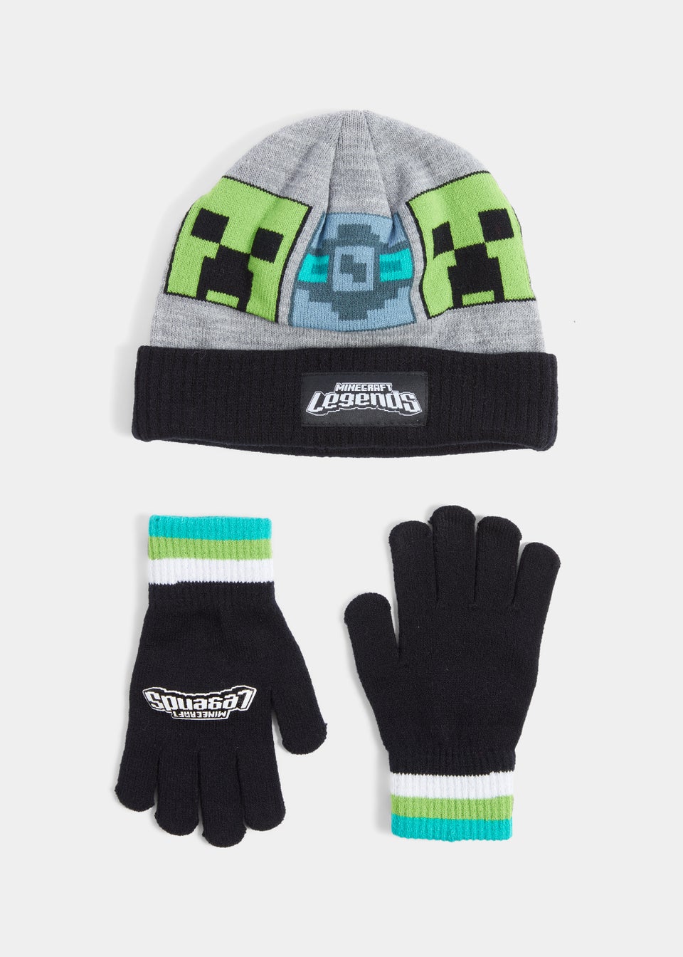 Kids Multicoloured Minecraft Legends Beanie Hat & Gloves Set (3-10yrs)