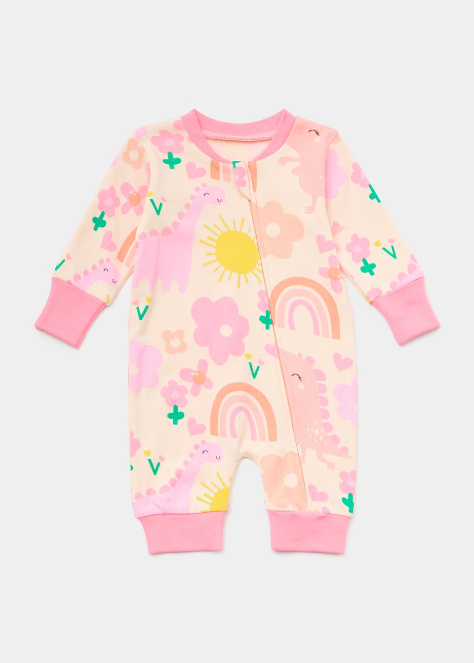 Baby Pink Dinosaur Footless Sleepsuit (Newborn-18mths)