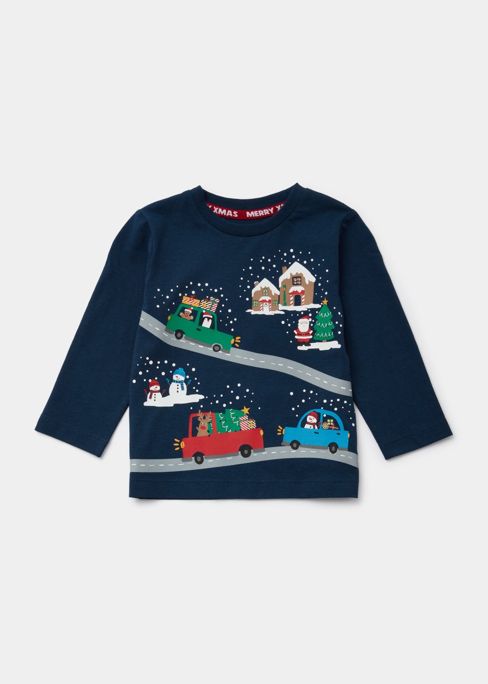 Boys Blue Christmas Vehicle T-Shirt (9mths-6yrs)