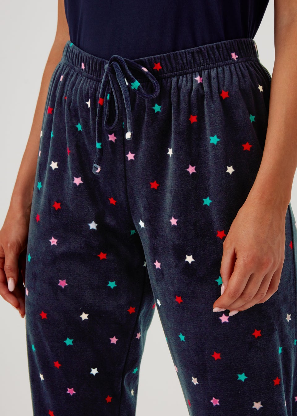 Navy Star Slinky Fleece Pyjama Bottoms