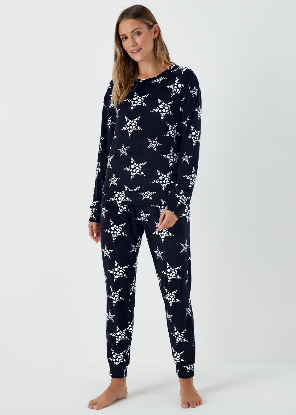 Navy Crystal Star Fleece Pyjama Set