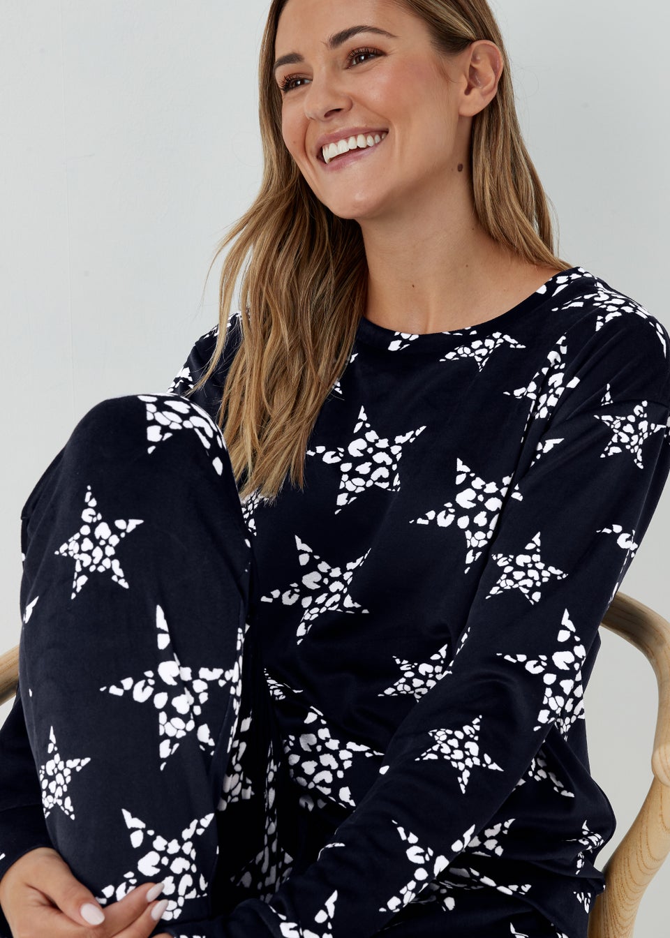 Navy Crystal Star Fleece Pyjama Set