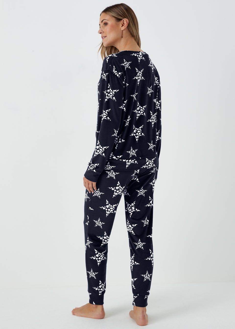 Navy Crystal Star Fleece Pyjama Set Matalan
