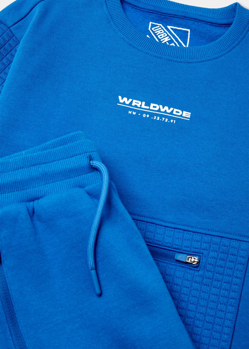 Boys Blue Worldwide Quilted Sweatshirt & Joggers Set (4-13yrs)
