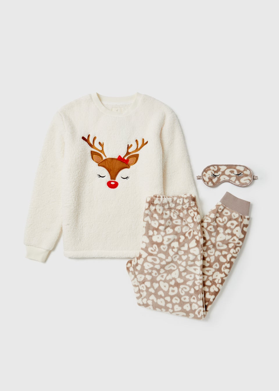Mink Deer Fleece Pyjama & Eye Mask Set