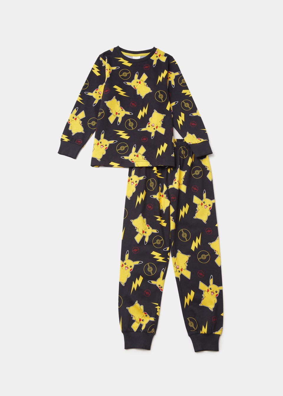 Kids Black Pikachu Pokémon Pyjama Set (5-12yrs)