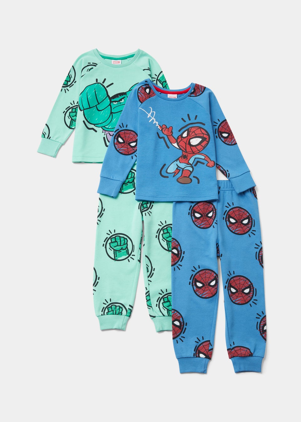 Kids 2 Pack Marvel Spider-Man & The Hulk Pyjama Sets (12mths-6yrs)