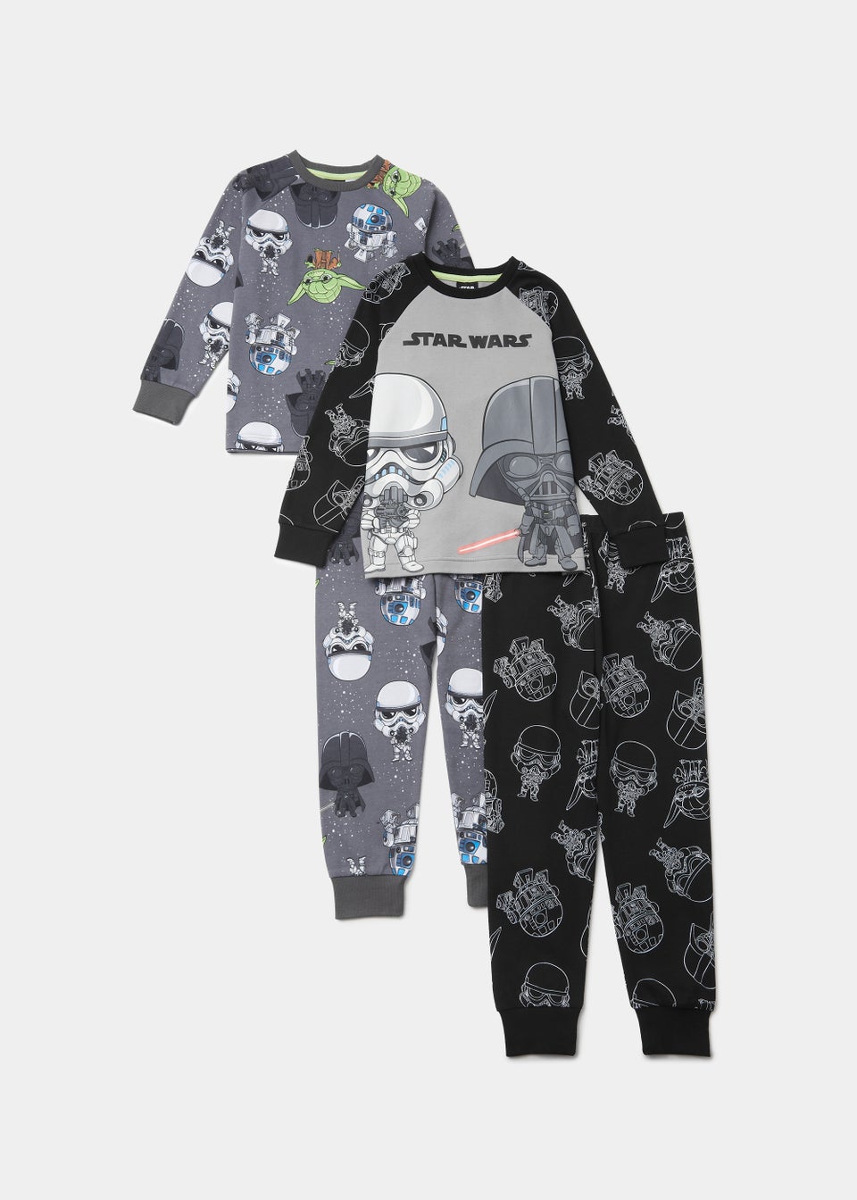 Kids 2 Pack Grey Star Wars Pyjama Sets (3-9yrs)